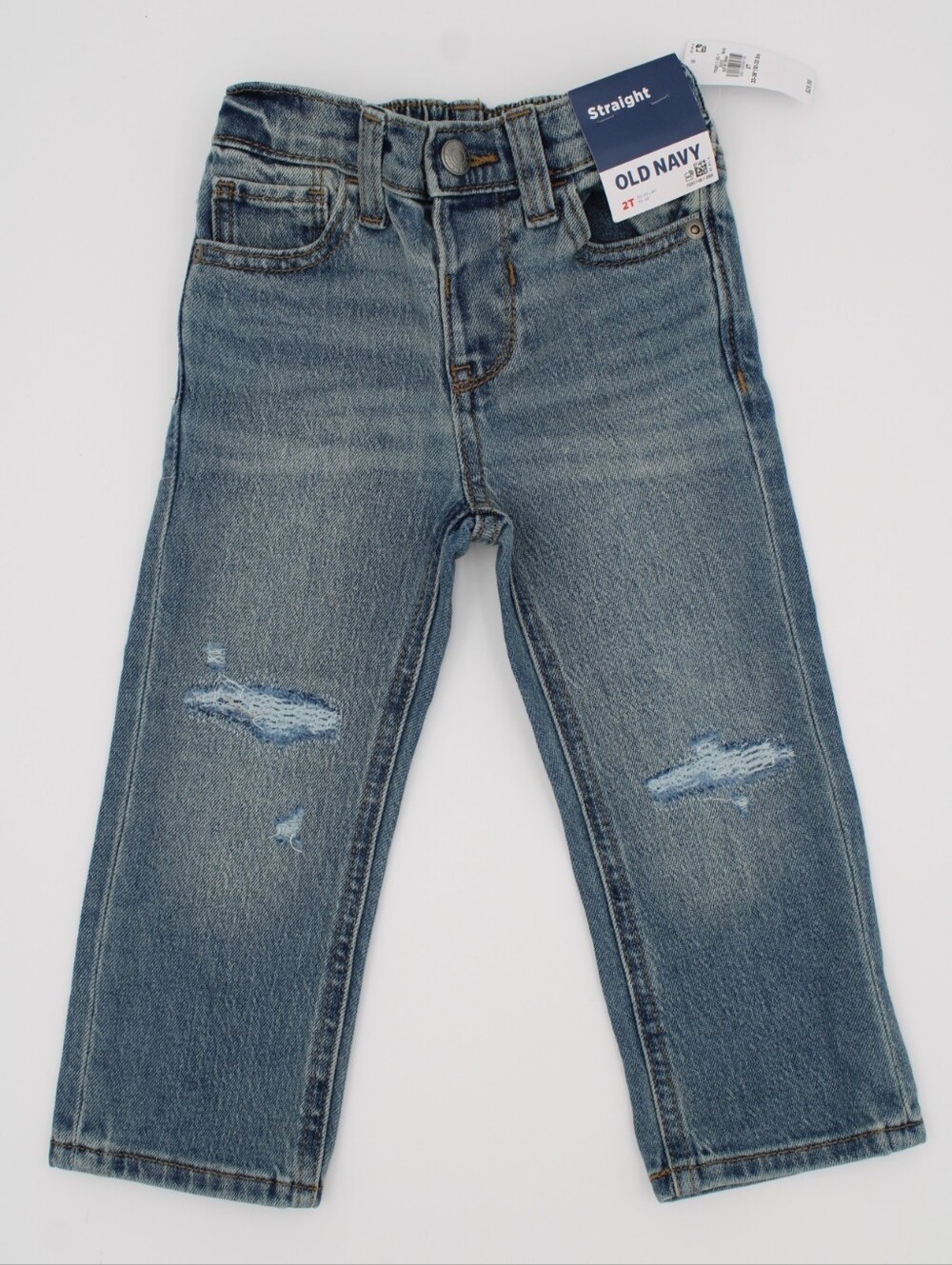 NWT Old Navy Boys Straight Leg Jeans 2T Blue Distressed Look
